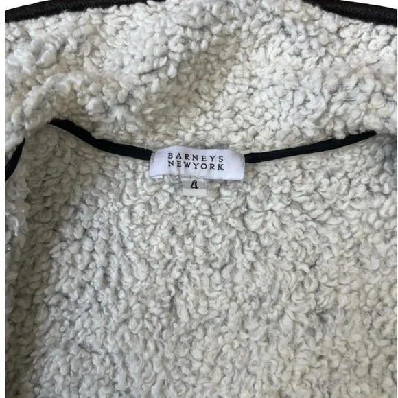Barneys New York Gray Knit Fleece 3/4 Sleeve Oversized Jacket - Size 4 - Picture 5 of 9